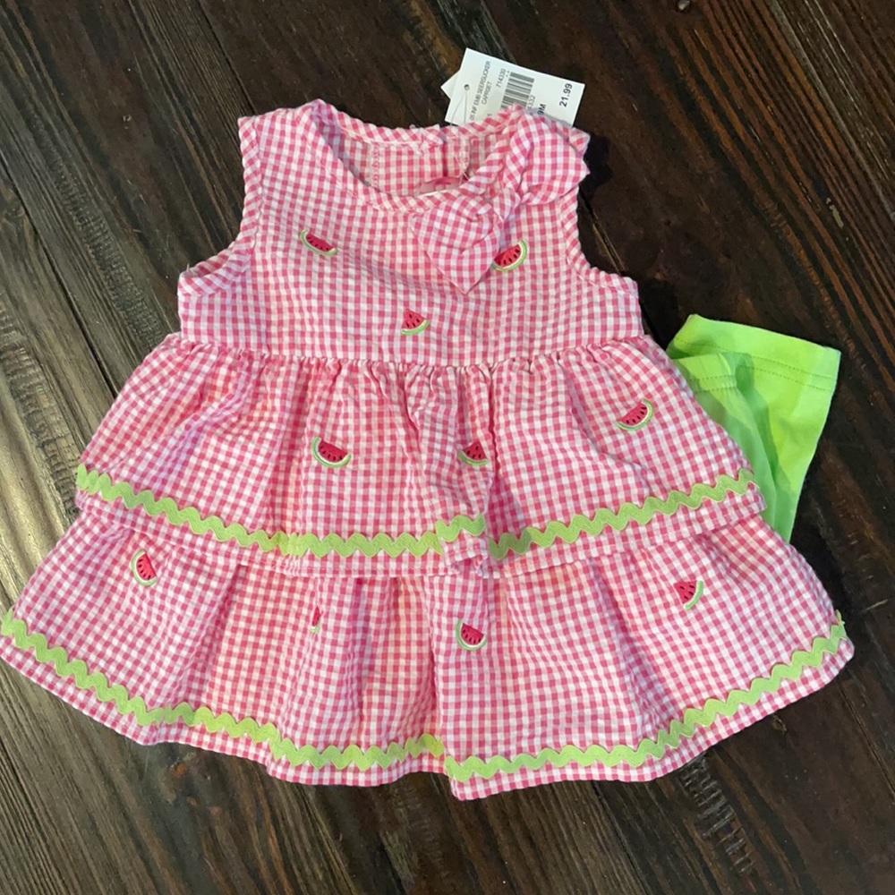 Seersucker watermelon outfit